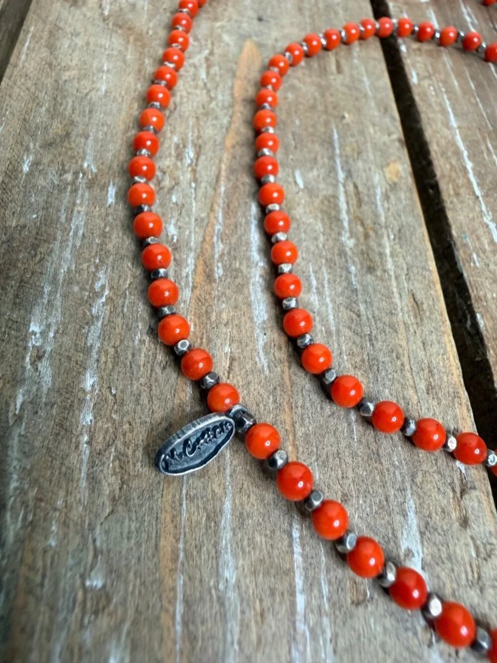 M.Cohen Red/ Orange Stone & .925 Sterling Silver Convertible Necklace / Wrap Bra